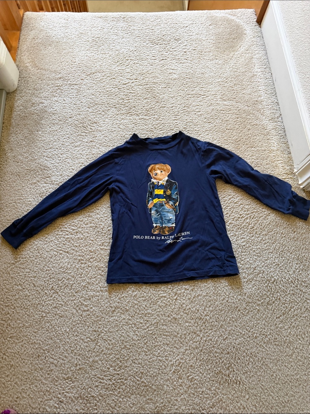 Ralph Lauren Navy Long-Sleeve Polo Bear Graphic Tee